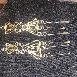 Gold tone UM dangle earrings Vintage